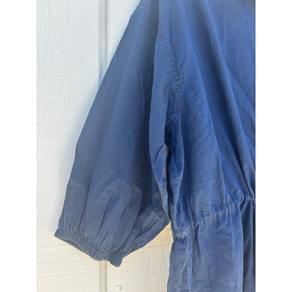 NWT J.Crew Cinched‎ Shirt Dress, Button Down, Indigo Blue, Cotton, Sz M - Picture 4 of 9